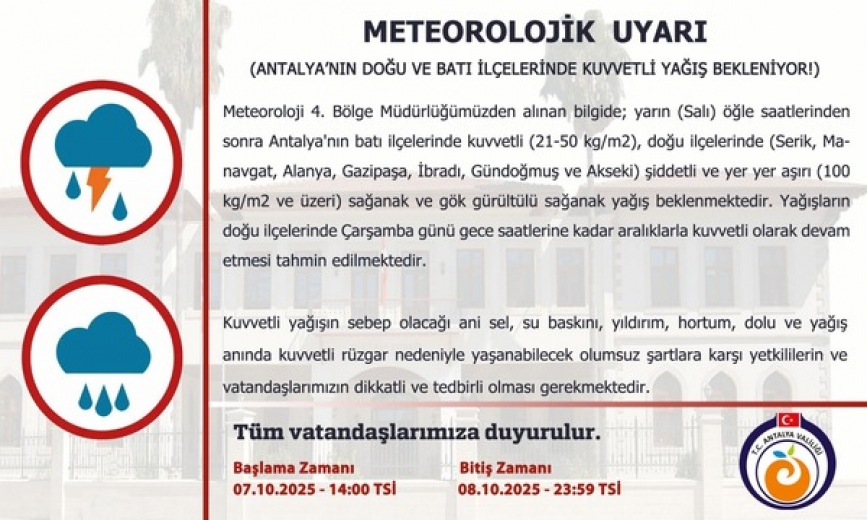 METEOROLOJİDEN PEŞ PEŞE SAĞANAK VE FIRTINA UYARISI