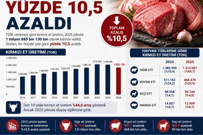 KIRMIZI ET ÜRETİMİNDE DİKKAT ÇEKEN GERİLEME